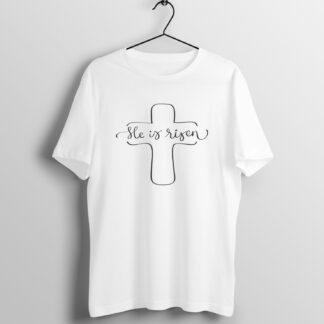 He is Risen, Cross T-shirt - White