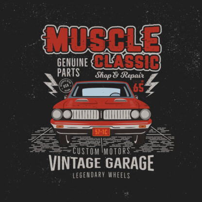 Muscle Cars Genuine Parts T-Shirt Design