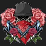 Bandit Skull & Roses T-Shirt Design