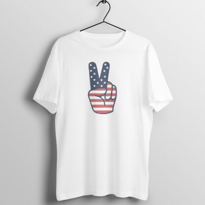 Peace Hand Signal American Colours White T-Shirt