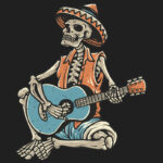 Skeleton Playing Guitar T-Shirt Design